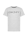 Dkny Logo Cotton And Modal T-shirt In Pearl Grey Heather