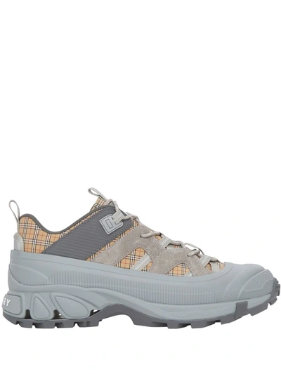 Burberry Arthur Chunky Low-top Sneakers In Grey Check