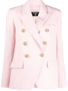 Balmain 6-button Wool Double-breasted Blazer In Rose Pale