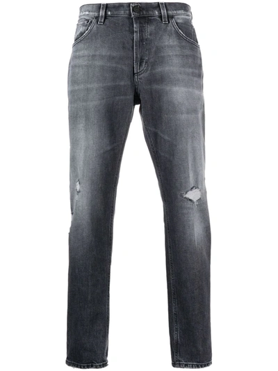 Dondup Distressed Straight-leg Jeans In Schwarz