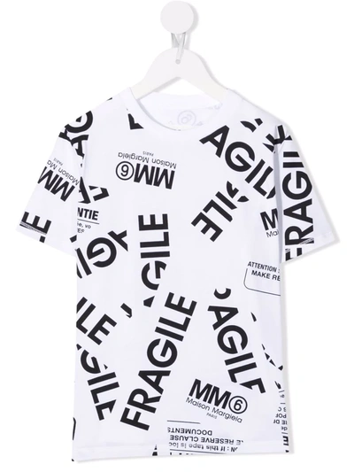 Maison Margiela Fragile-print Jersey T-shirt In 白色
