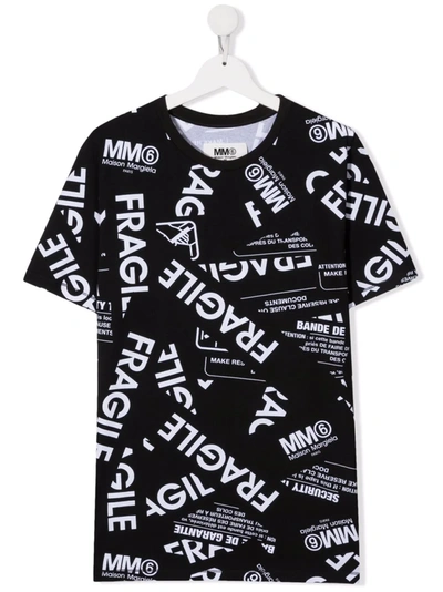 Maison Margiela Teen Fragile-print Jersey T-shirt In 黑色