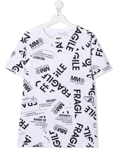 Maison Margiela Teen Fragile-print Jersey T-shirt In 白色