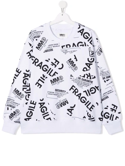 Maison Margiela Teen Fragile-print Cotton Sweatshirt In 白色