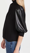Alice And Olivia Alice + Olivia Carmina Mixed Media Faux Leather Top