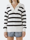 ENGLISH FACTORY ENGLISH FACTORY STRIPED KNIT ZIP PULLOVER