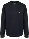 Emporio Armani Double Jersey Fabric Crew Neck Sweatshirt In Blue