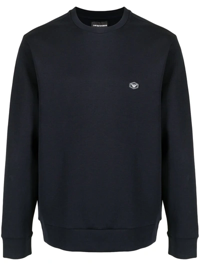 Emporio Armani Logo-patch Detail Jumper In Blue