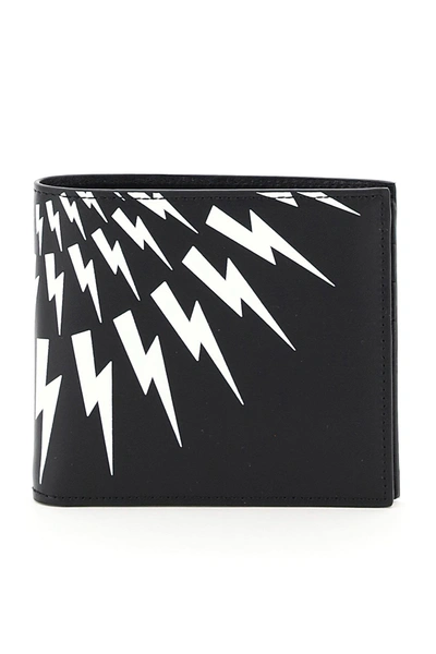 Neil Barrett Fair-isle Thunderbolt Wallet In Black,white