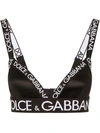 Dolce & Gabbana Satin Triangle Bra With Branded Elastic In Black
