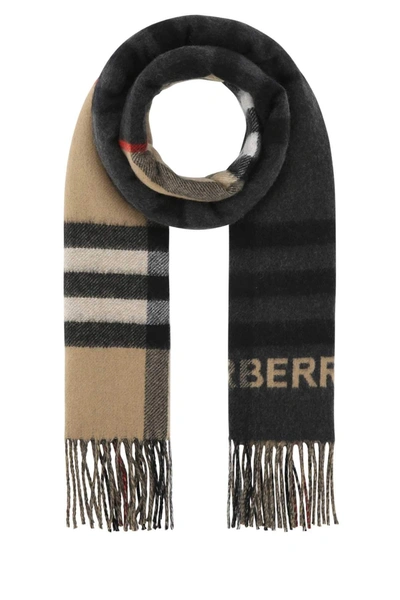 Burberry Contrast Check Fringed Scarf In Multi