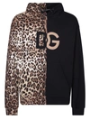 Dolce & Gabbana Leopard-print Spliced Dg Logo Hoodie In Black