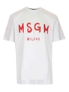MSGM LOGO T-SHIRT IN WHITE AND RED