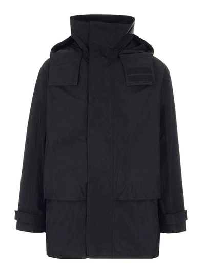 Dsquared2 Logo-print Hooded Mid-length Coat In Black