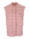 Msgm Tweed Fringe Gilet In Pink