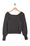 Rebecca Minkoff Ariel Square Neck Puff Sleeve Sweatshirt In Charcoal Grey