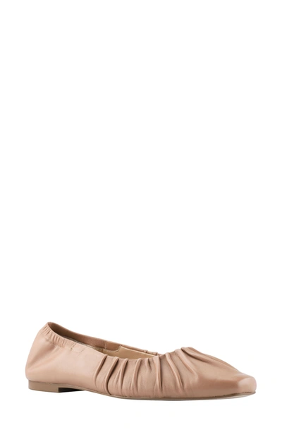 Marc Fisher Ltd Ophia Ruched Leather Ballerina Flats In Macaroon Leather