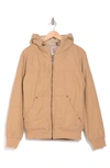 LEVI'S WORKWEAR COTTON CANVAS FAUX SHEARLING LINED HOODIE BOMBER JACKET