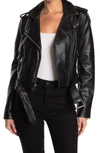 Levi's ® Faux Leather Fashion Belted Moto Jacket In Blk Croco
