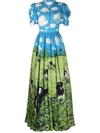 MOSCHINO COW-PRINT MAXI SHIRT DRESS