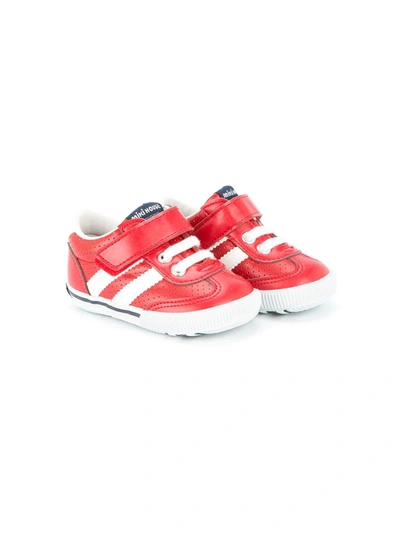 Miki House Babies' Perforated Lace-up Sneakers In Red