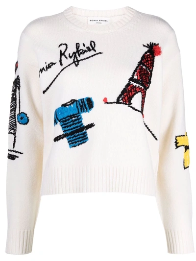 Sonia Rykiel Abstract Print Jumper In Weiss