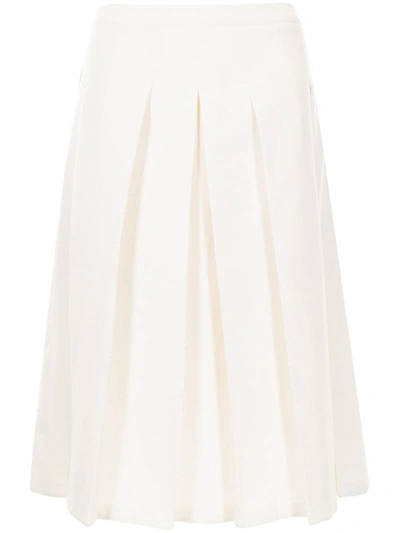 Sara Lanzi Pleated A-line Midi Skirt In Nude