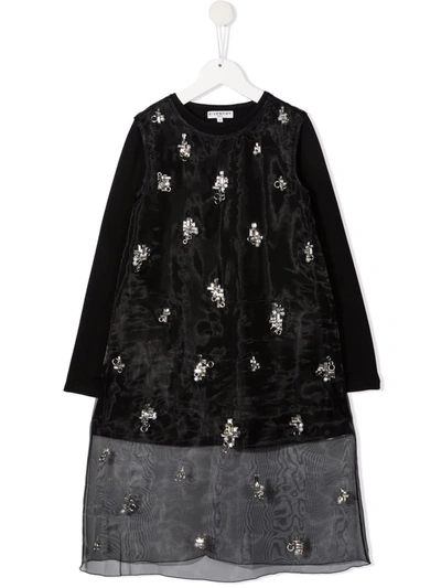 Givenchy Kids' Crystal-embellished Tulle-detail Dress In Black