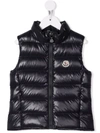 Moncler Logo-patch Zip-up Padded Gilet In Blue