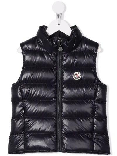 Moncler Kids' Logo-patch Zip-up Padded Gilet In Blue