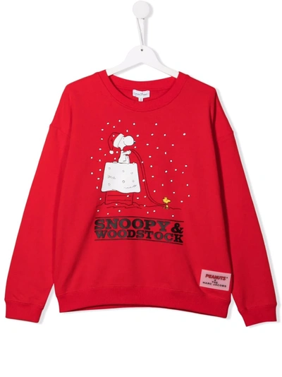 The Marc Jacobs Kids' X Peanuts Snoopy-print Cotton Sweatshirt In Red