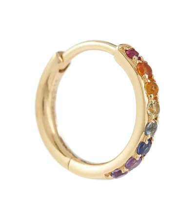 Persée Chakras Rainbow Piercing 18kt Gold Single Earring With Gemstones In Multicoloured