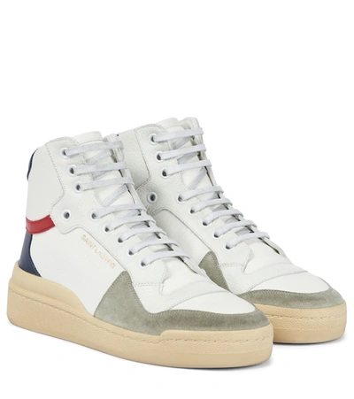 Saint Laurent Sl24 Panelled Leather Hi-top Trainers In Pattern