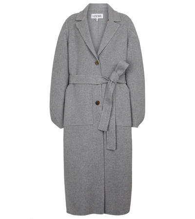 Loewe Circular Sleeve Coat In Wool And Cachemire In Grey