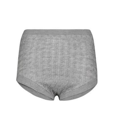 Totême Cable-knit Wool-blend Panties In Grey