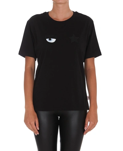 Chiara Ferragni Logomania Crew-neck T-shirt In Black
