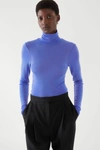 Cos Slim-fit Merino Wool Turtleneck Top In Blue