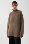 Cos Cashmere Funnel Neck Jumper In Brown