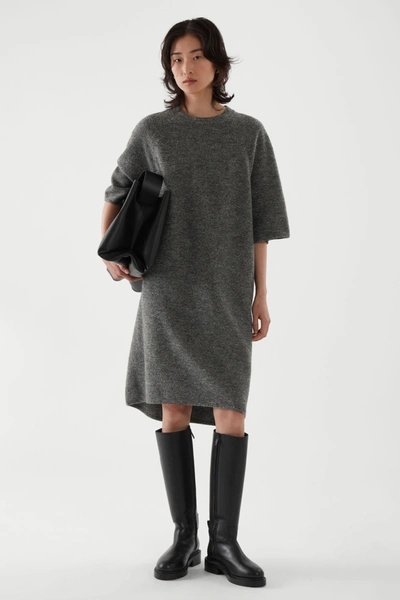Cos Oversized-fit Wool T-shirt Dress In Dark Gray | ModeSens