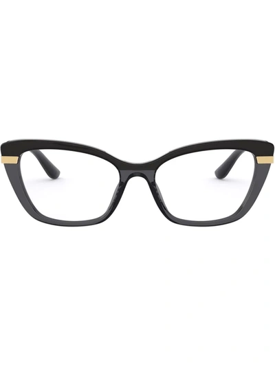 Dolce & Gabbana Contrast Metal-arm Glasses In Black