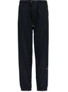 KENZO BLACK COTTON BLEND JOGGERS WITH LOGO PATCH