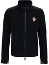 MONCLER BLACK FABRIC SWEATSHIRT WITH LOGO PATCH