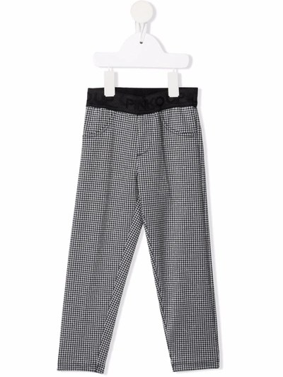 Pinko Kids' Houndstooth-print Pull-on Trousers In Black