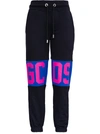 Gcds Black Jersey Pants With Logo Print In Black