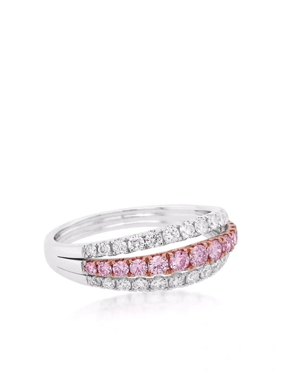 Hyt Jewelry 18kt Gold Argyle Pink Diamond Ring In Silver