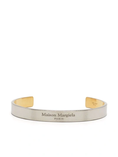 Maison Margiela Silver Wide Logo Cuff Bracelet