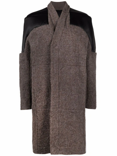 Rick Owens Girdered Dagger Coat In Brown