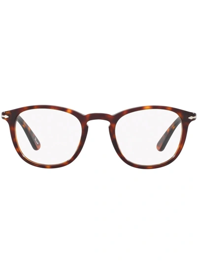 Persol 玳瑁纹方框眼镜 In Brown