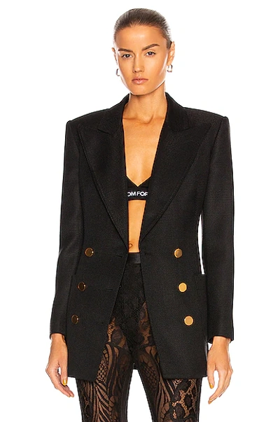Tom Ford Double Breasted Blazer In Black