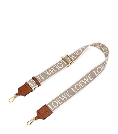 Loewe Leather And Canvas Logo Bag Strap In Beige